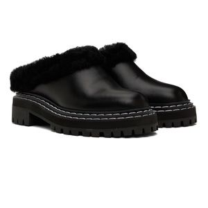 Proenza Schouler Black Shearling Lug Sole Mules
